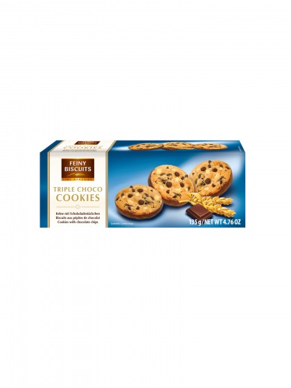 Biscuiti triple choco cookies chips 135g