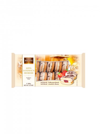 Biscuiti Sandwich Jaffa Capsuni 380g