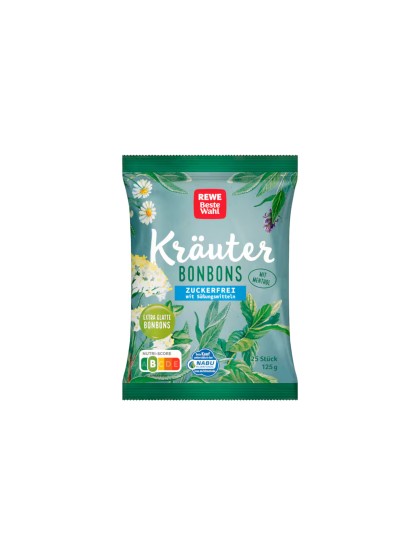 Rewe bomboane Krauter fara zahar 125g