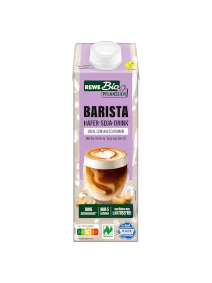 Bautura vegetala Rewe Bio ovaz soja barista 1l
