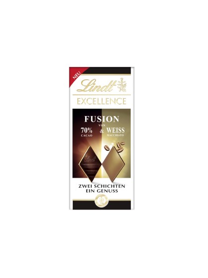 Lindt Exc Fusion 70% DarkWhite Macchiato 100g