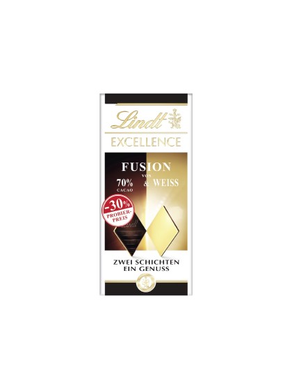 Lindt Exc Fusion 70% Dark White 100g